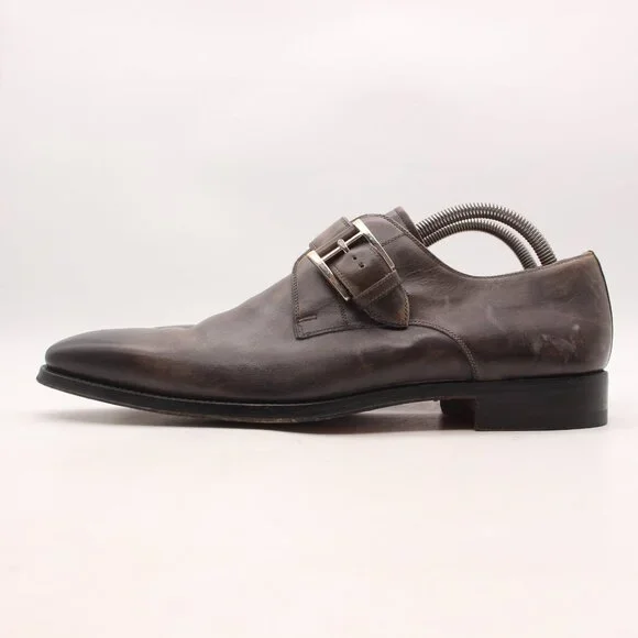 Magnanni Marco II Grey Single Monk Strap Men's Size 9.5 M Dress Shoes